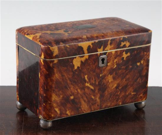 A Regency blond tortoiseshell tea caddy, 7in.